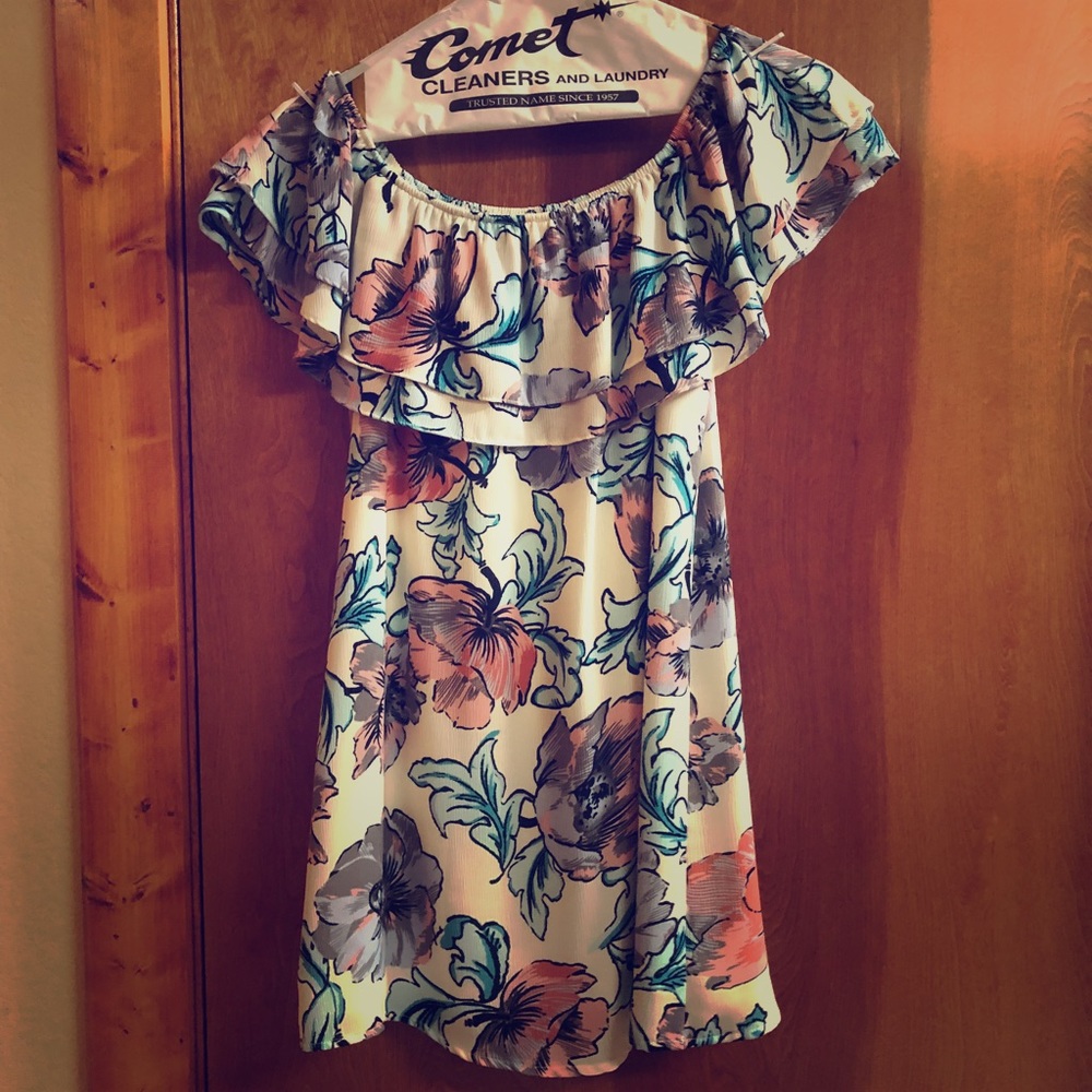 off the shoulder floral dress